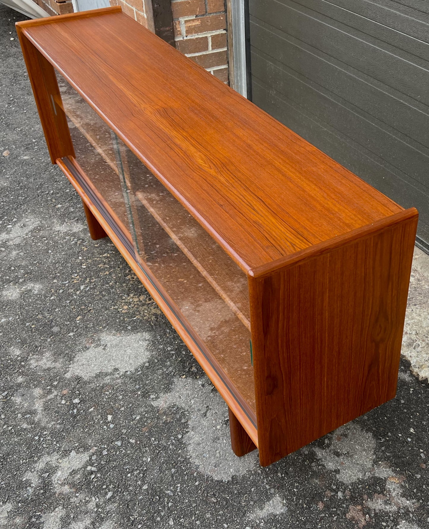 REFINISHED Mid Century Modern Teak Bookcase Media TV Console 55"