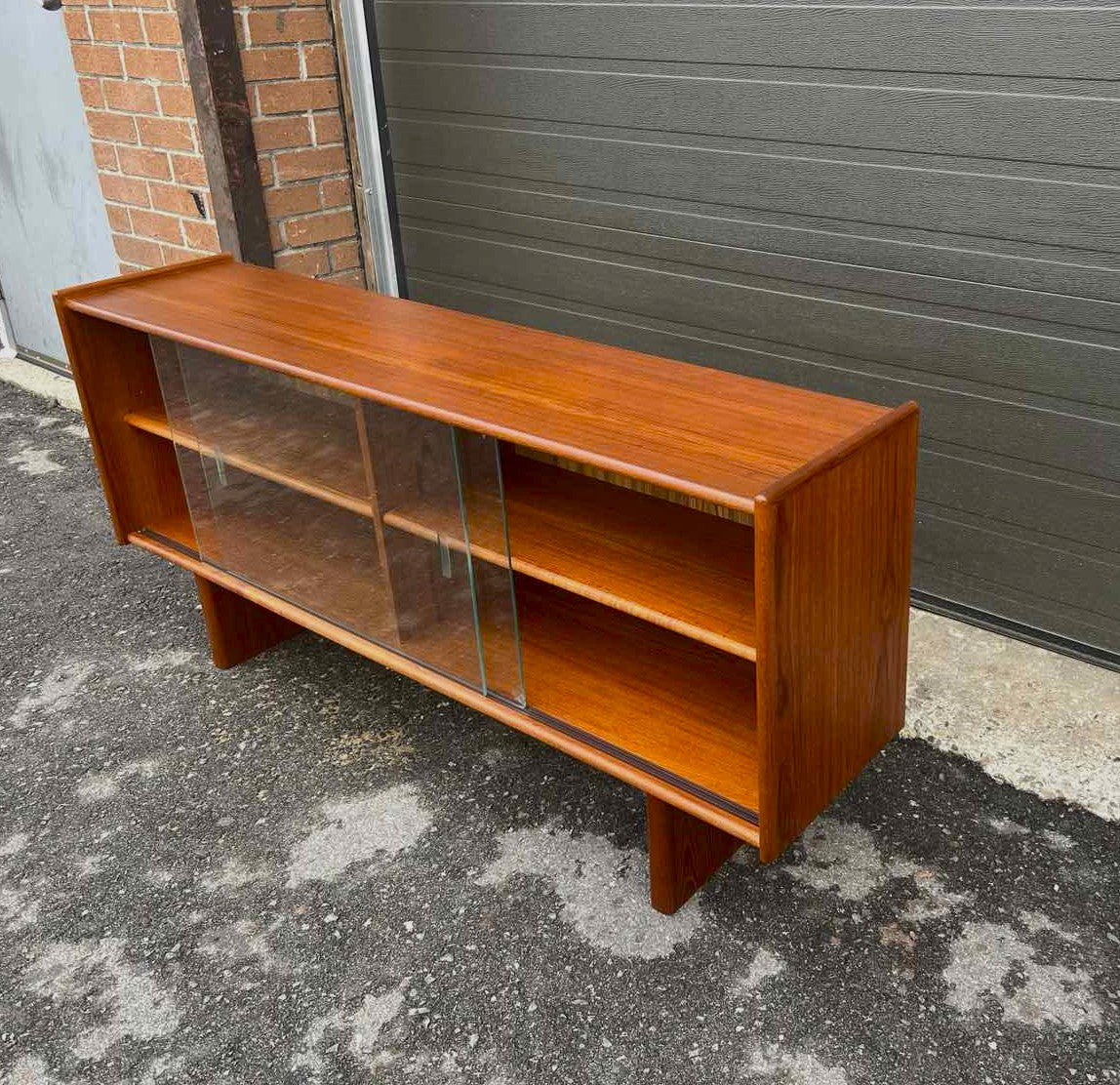 REFINISHED Mid Century Modern Teak Bookcase Media TV Console 55"