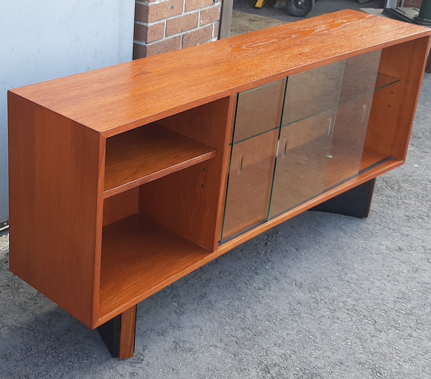 REFINISHED Mid Century Modern teak console 60" by RS Associates