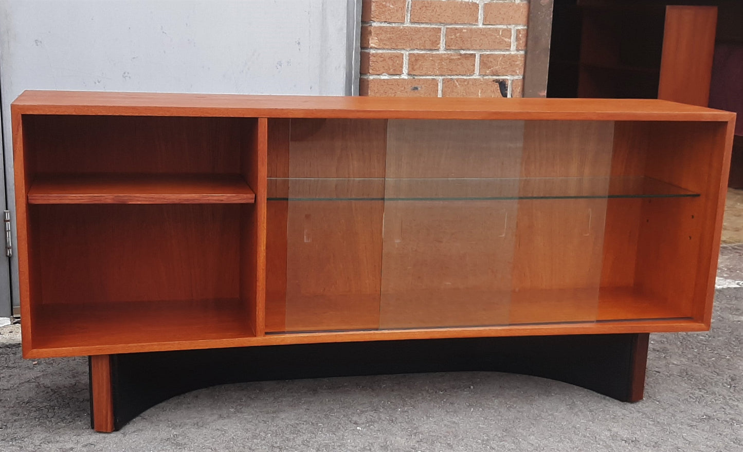 REFINISHED Mid Century Modern teak console 60" by RS Associates