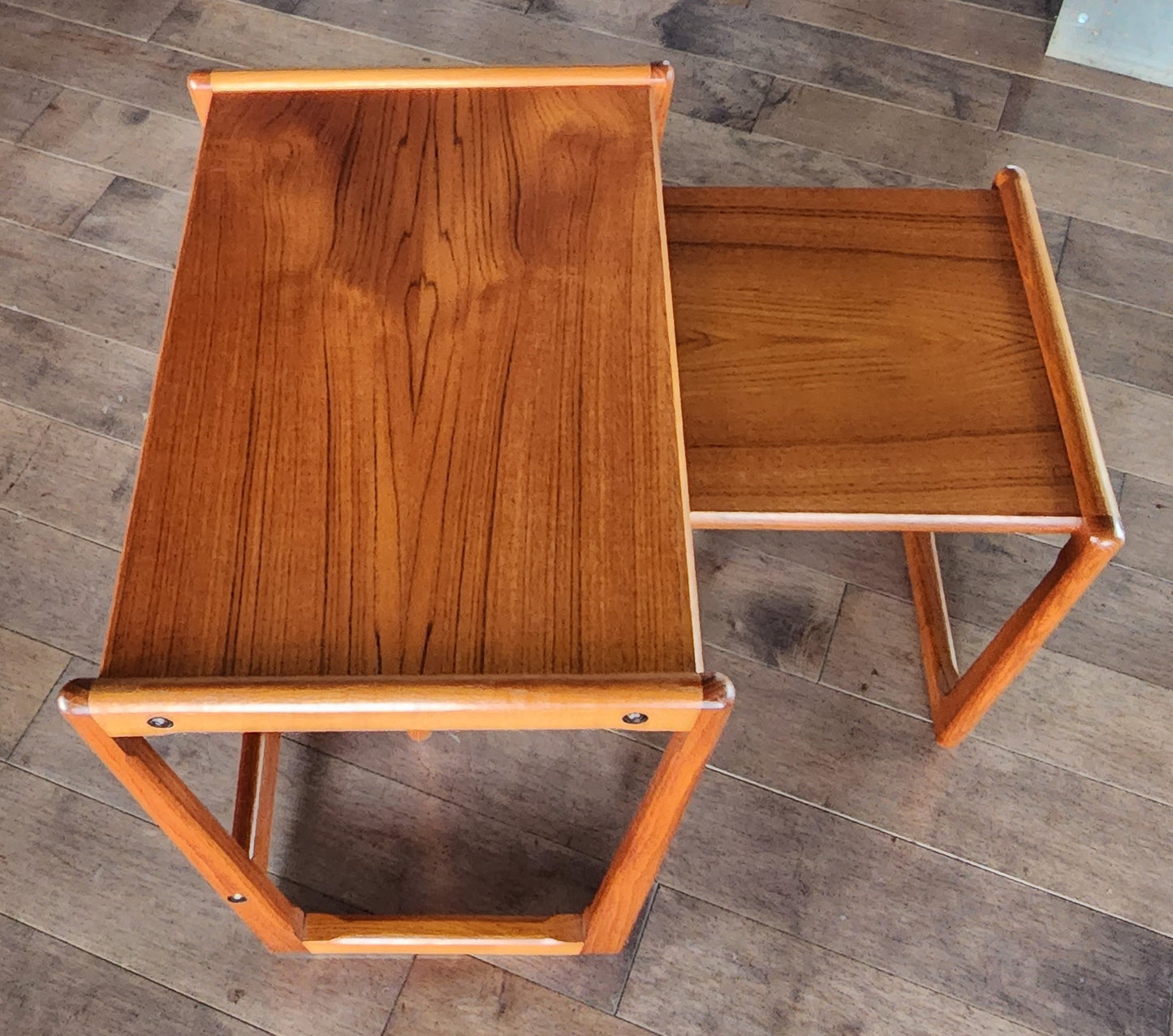 REFINISHED Danish Mid Century Modern 3 teak nesting / end tables