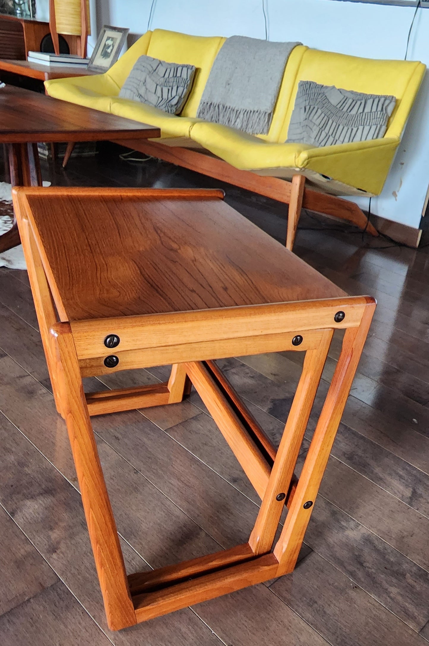 REFINISHED Danish Mid Century Modern 3 teak nesting / end tables