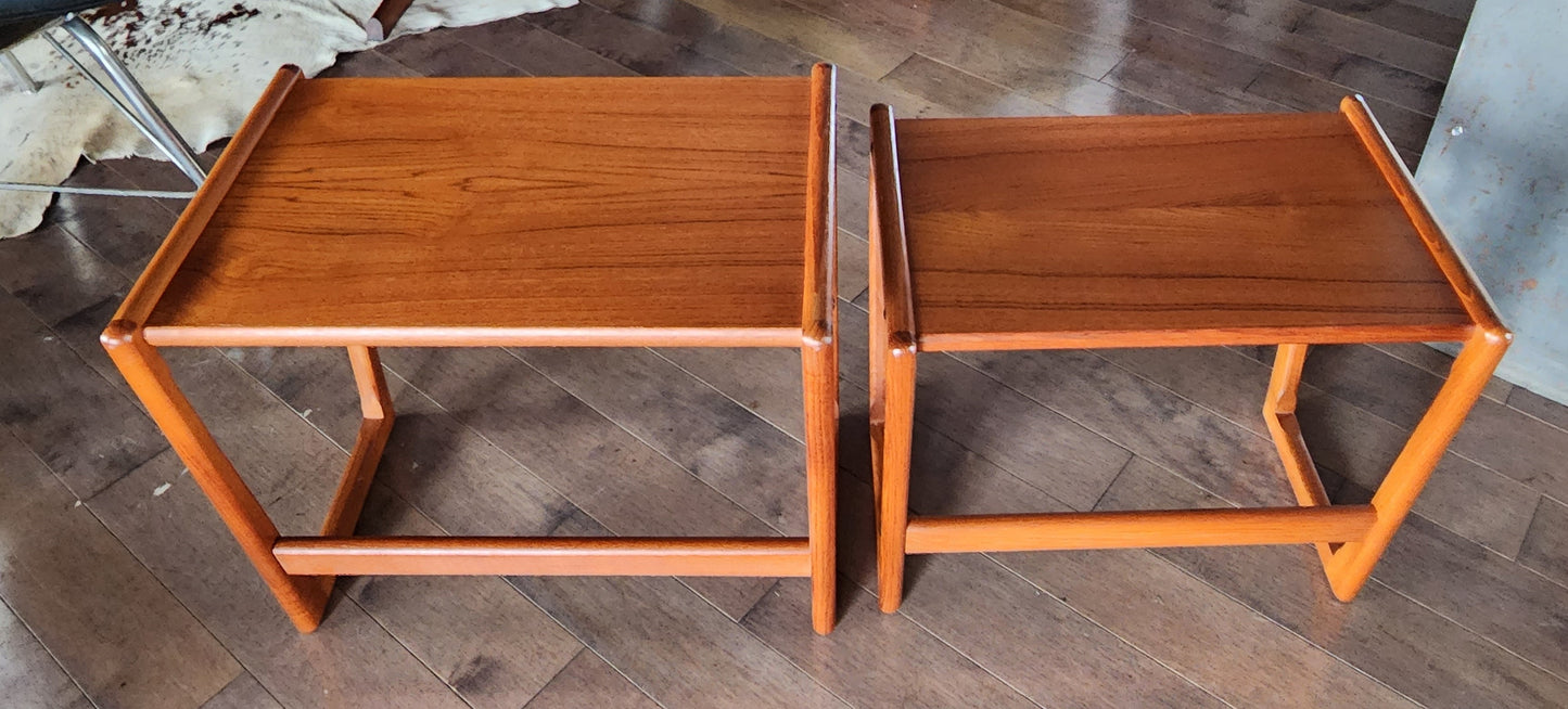 REFINISHED Danish Mid Century Modern 3 teak nesting / end tables