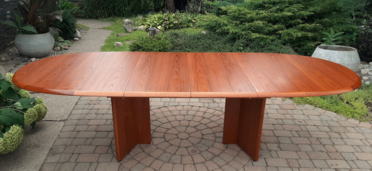 REFINISHED MCM Teak Dining or Boardroom Table w 2 Leaves, Large, PERFECT, 74"-109"
