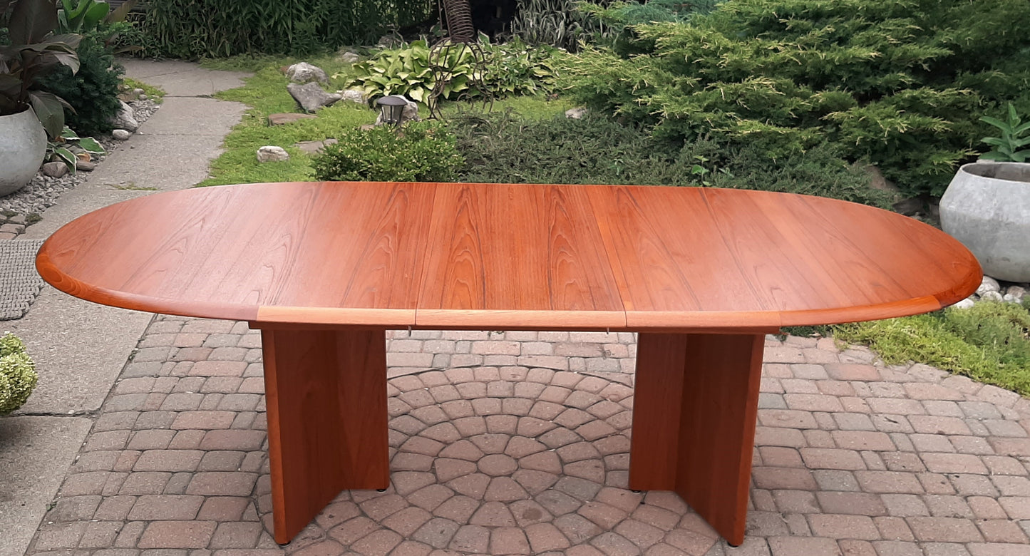 REFINISHED MCM Teak Dining or Boardroom Table w 2 Leaves, Large, PERFECT, 74"-109"