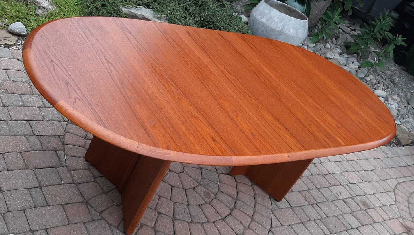 REFINISHED MCM Teak Dining or Boardroom Table w 2 Leaves, Large, PERFECT, 74"-109"