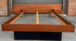 REFINISHED Mid Century Modern Teak Bed w floating nightstands Double 2