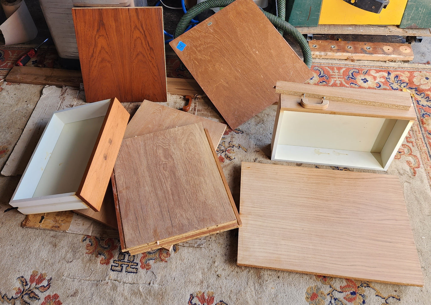 REFINISHED Queen Mid Century Modern Teak Bed w nightstands & 2 storage drawers