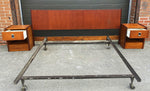 REFINISHED Mid Century Modern Teak KING Bed Headboard & 2 Nightstands 1