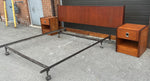 REFINISHED Mid Century Modern Teak KING Bed Headboard & 2 Nightstands 2