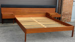 REFINISHED Mid Century Modern Teak Bed w floating nightstands Queen by Reff, PERFECT 1