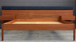 REFINISHED Mid Century Modern Teak Bed w floating nightstands Queen by Reff, PERFECT 2