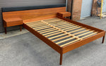 REFINISHED Mid Century Modern Teak Bed w floating nightstands Queen by Reff, PERFECT 4
