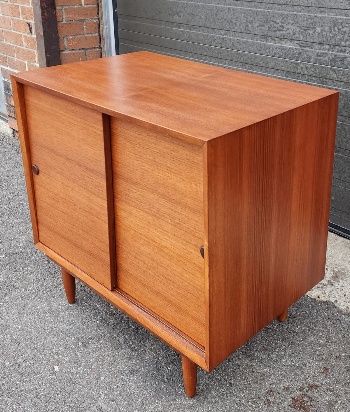 REFINISHED Mid Century Modern Teak Record Cabinet
