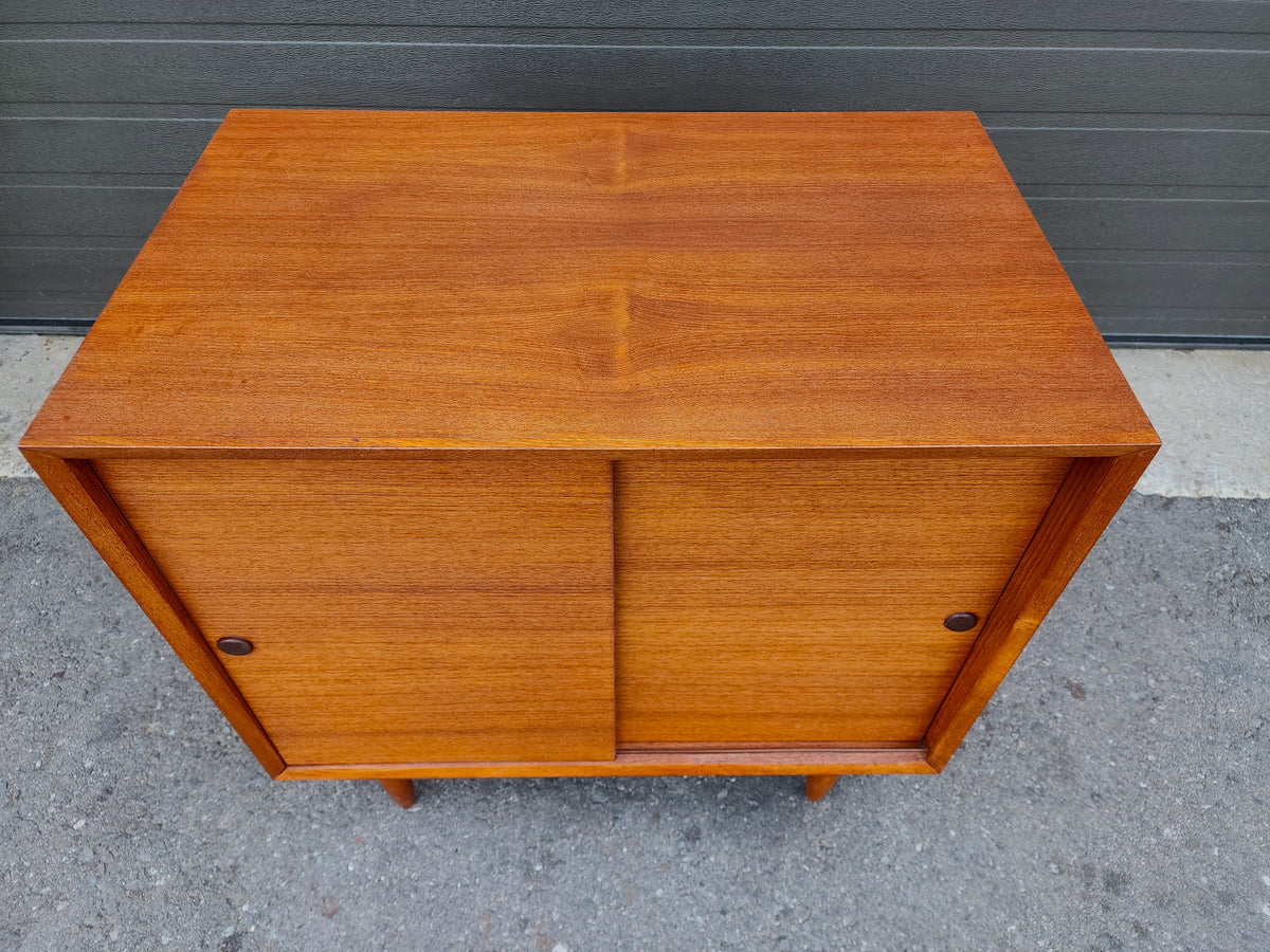 REFINISHED Mid Century Modern Teak Record Cabinet