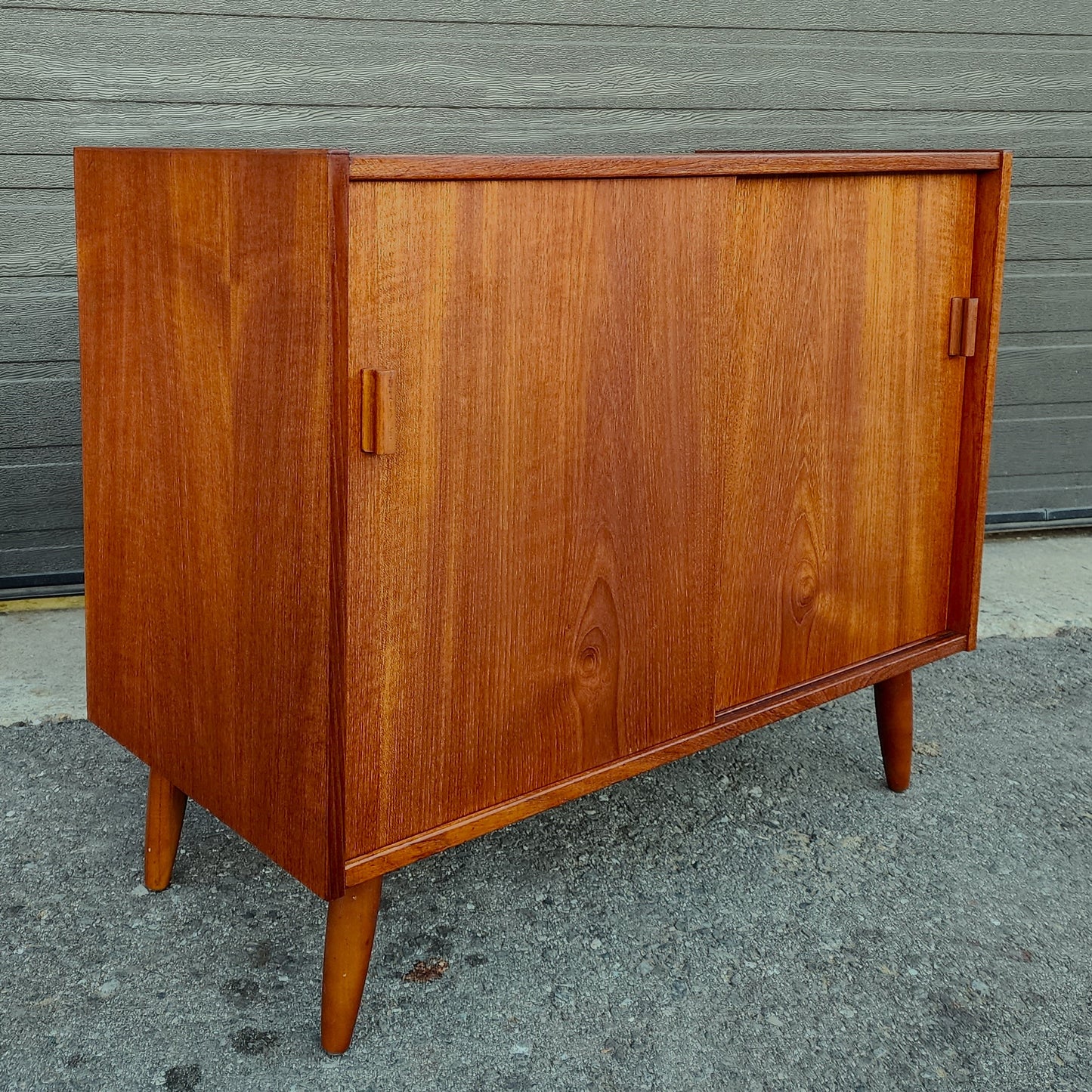 REFINISHED Mid Century Modern Teak Record Media Console 32"