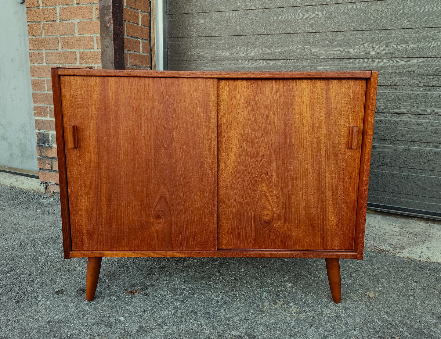 REFINISHED Mid Century Modern Teak Record Media Console 32"