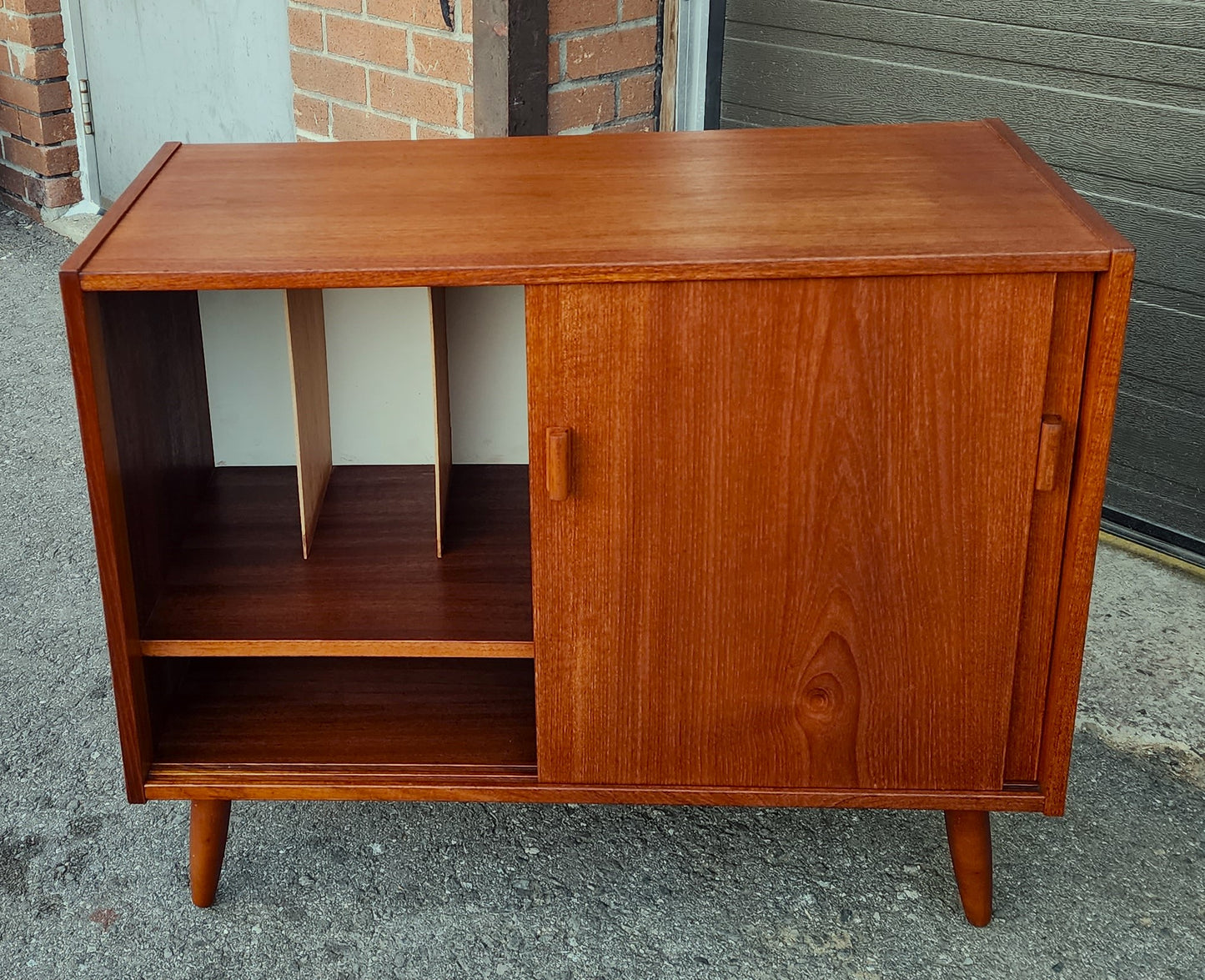 REFINISHED Mid Century Modern Teak Record Media Console 32"