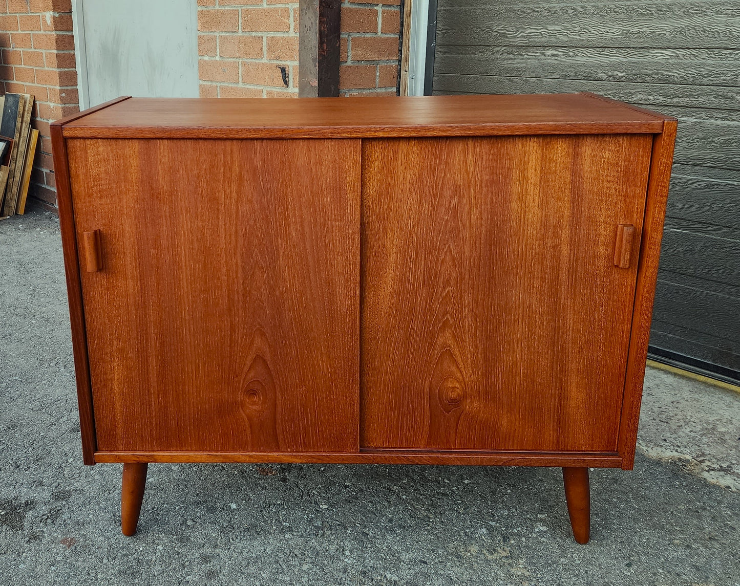 REFINISHED Mid Century Modern Teak Record Media Console 32"