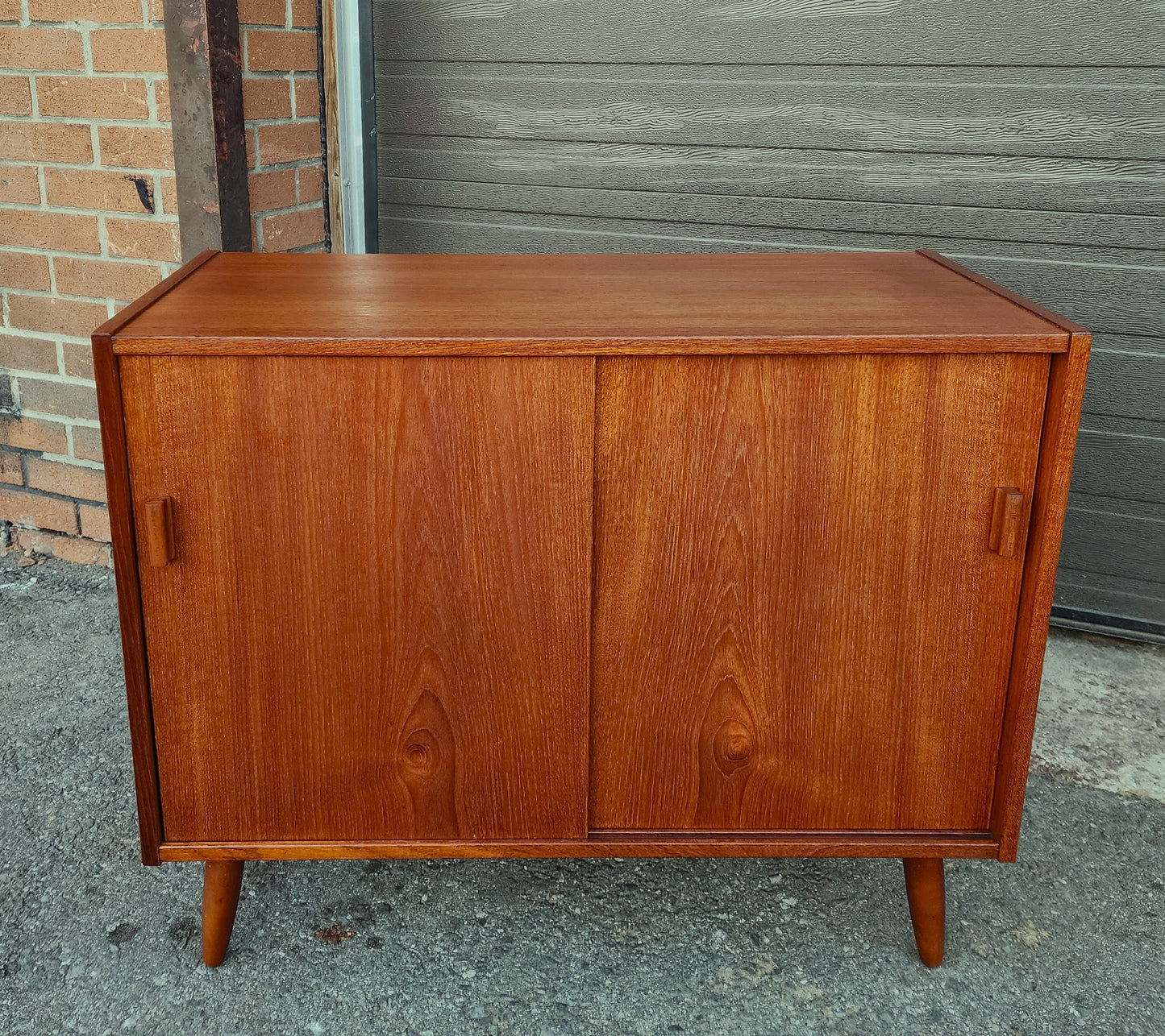 REFINISHED Mid Century Modern Teak Record Media Console 32"