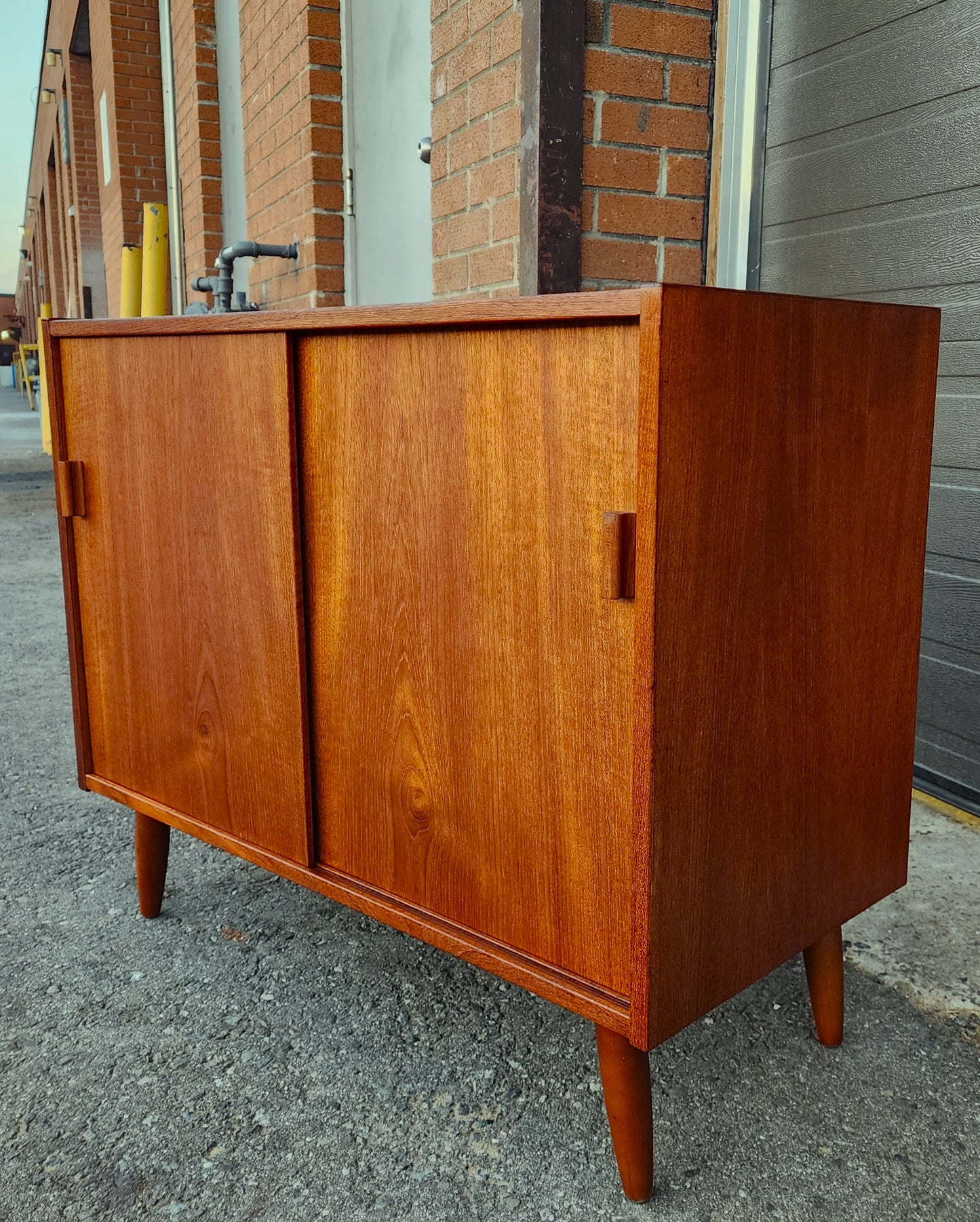 REFINISHED Mid Century Modern Teak Record Media Console 32"