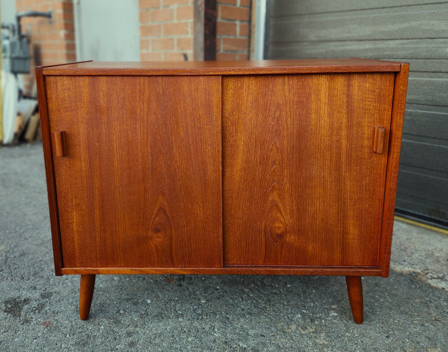 REFINISHED Mid Century Modern Teak Record Media Console 32"