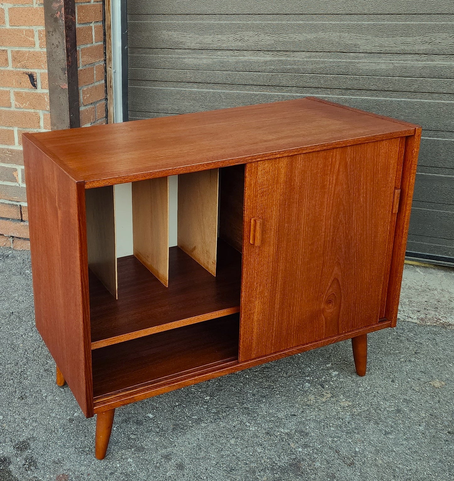 REFINISHED Mid Century Modern Teak Record Media Console 32"