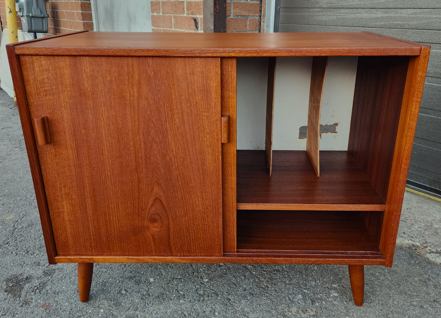 REFINISHED Mid Century Modern Teak Record Media Console 32"