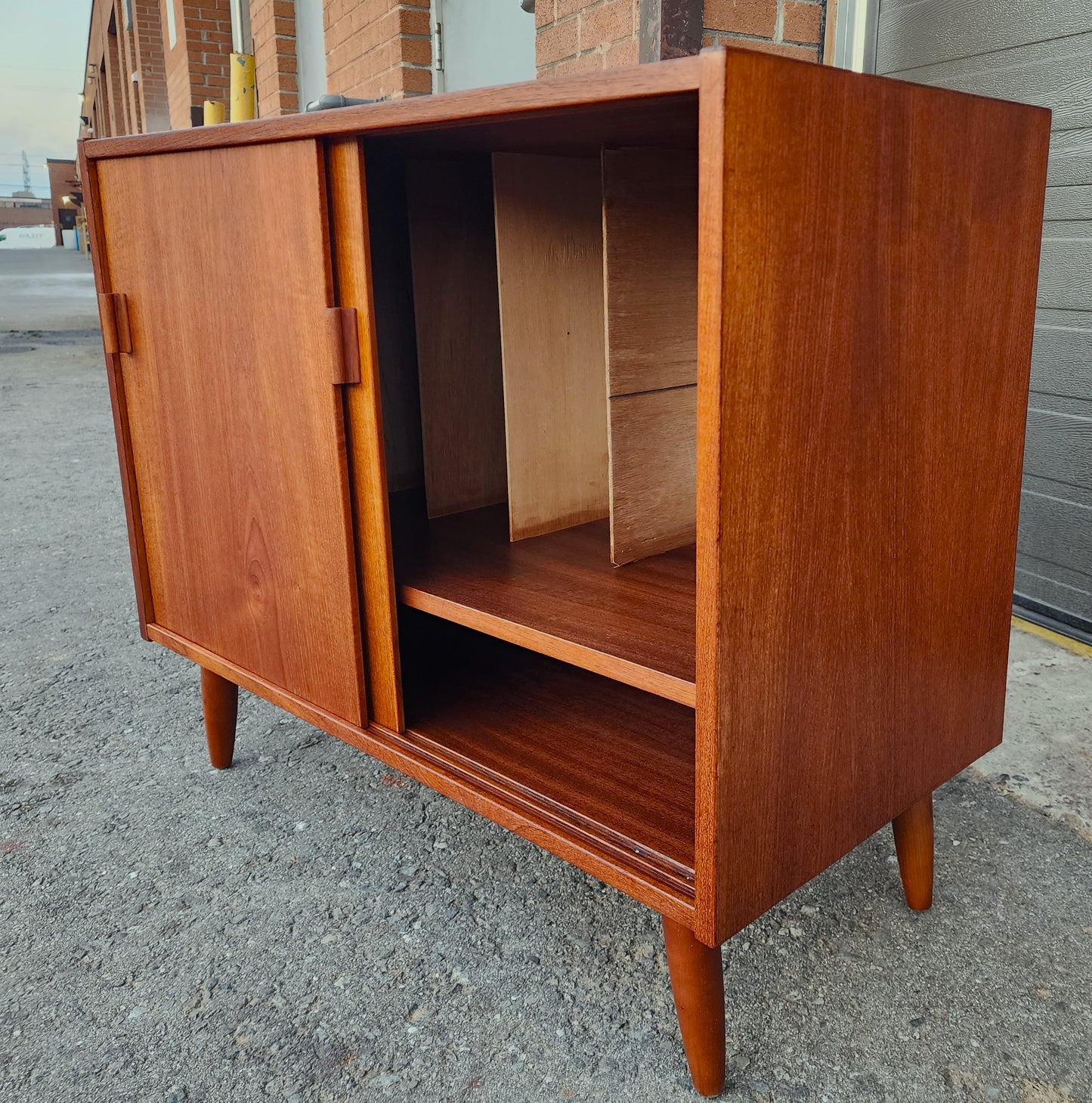 REFINISHED Mid Century Modern Teak Record Media Console 32"