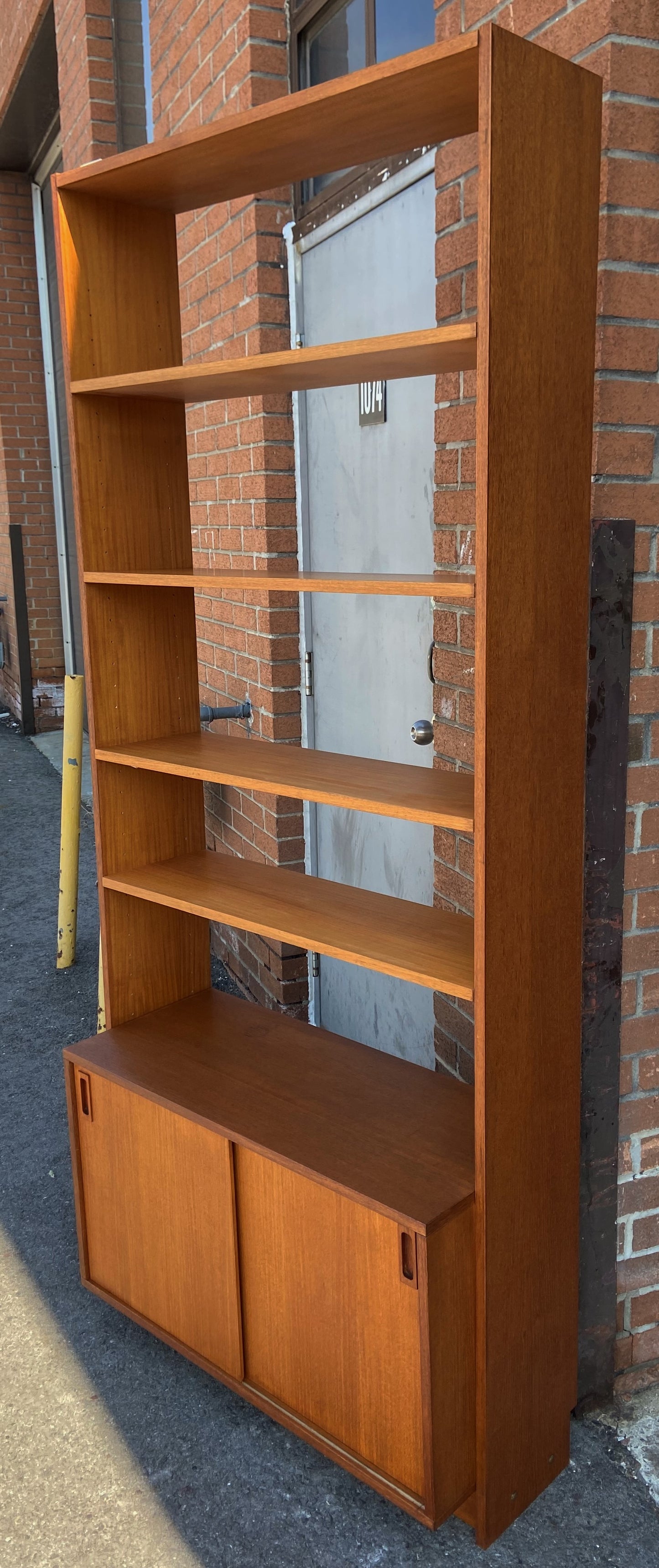 REFINISHED Mid Century Modern Teak Shelving Unit, made in Finland