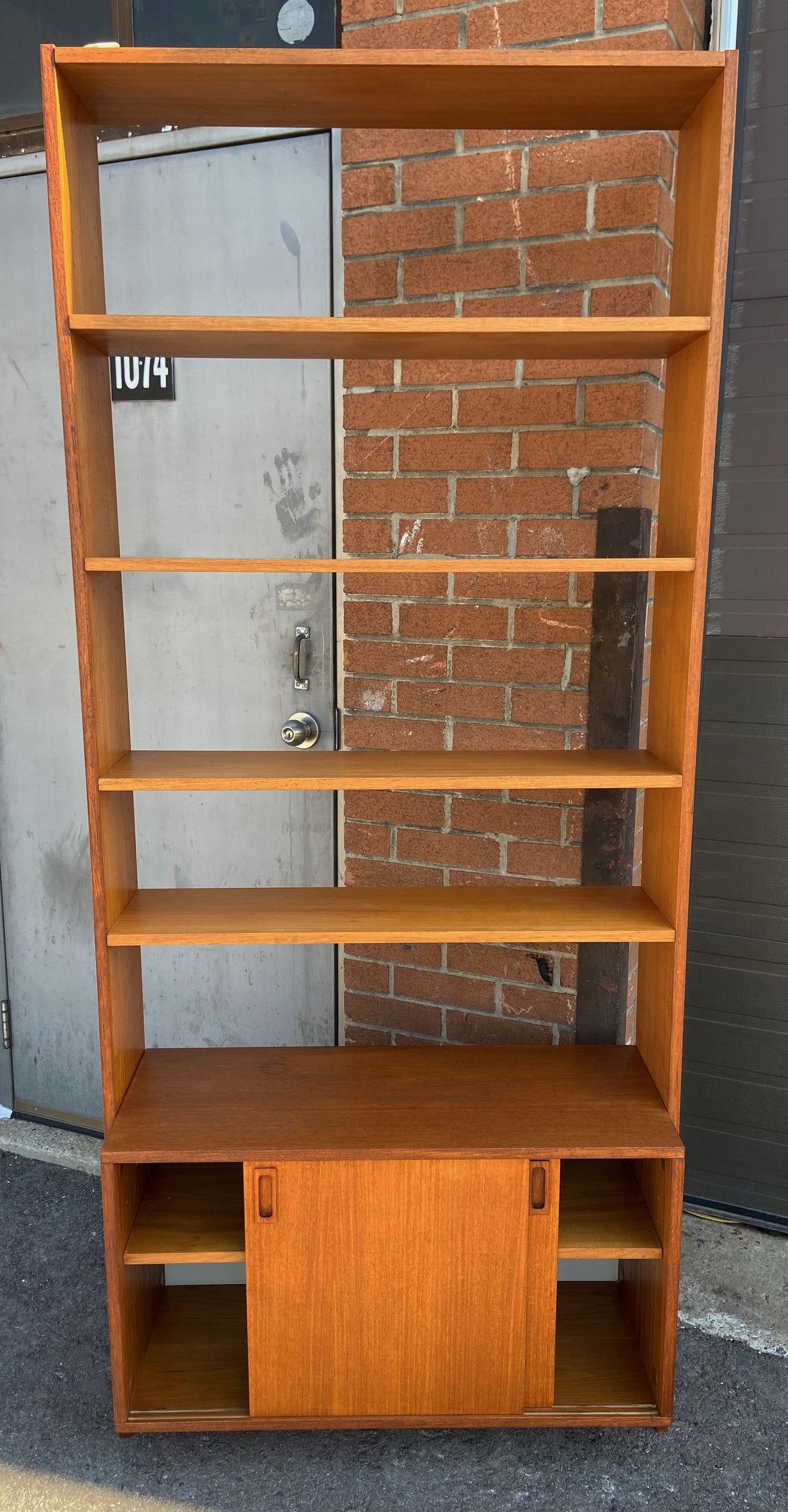 REFINISHED Mid Century Modern Teak Shelving Unit, made in Finland
