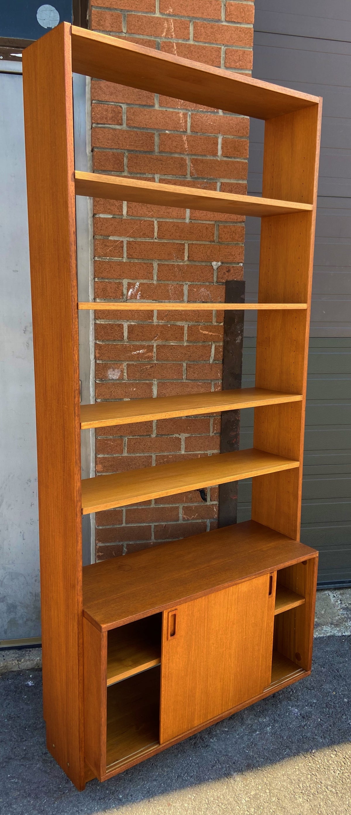 REFINISHED Mid Century Modern Teak Shelving Unit, made in Finland