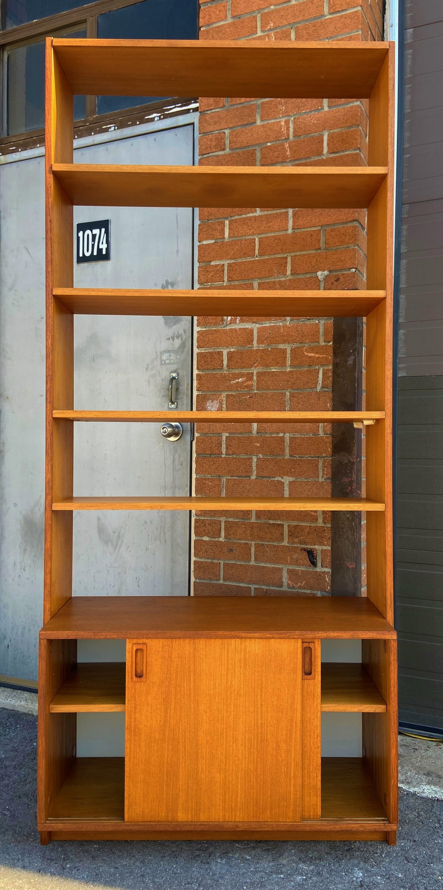 REFINISHED Mid Century Modern Teak Shelving Unit, made in Finland