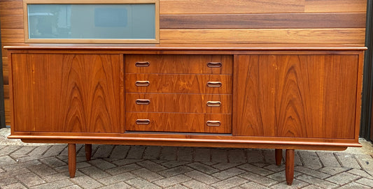 REFINISHED Mid Century Modern Teak Sideboard Credenza Narrow 6 ft