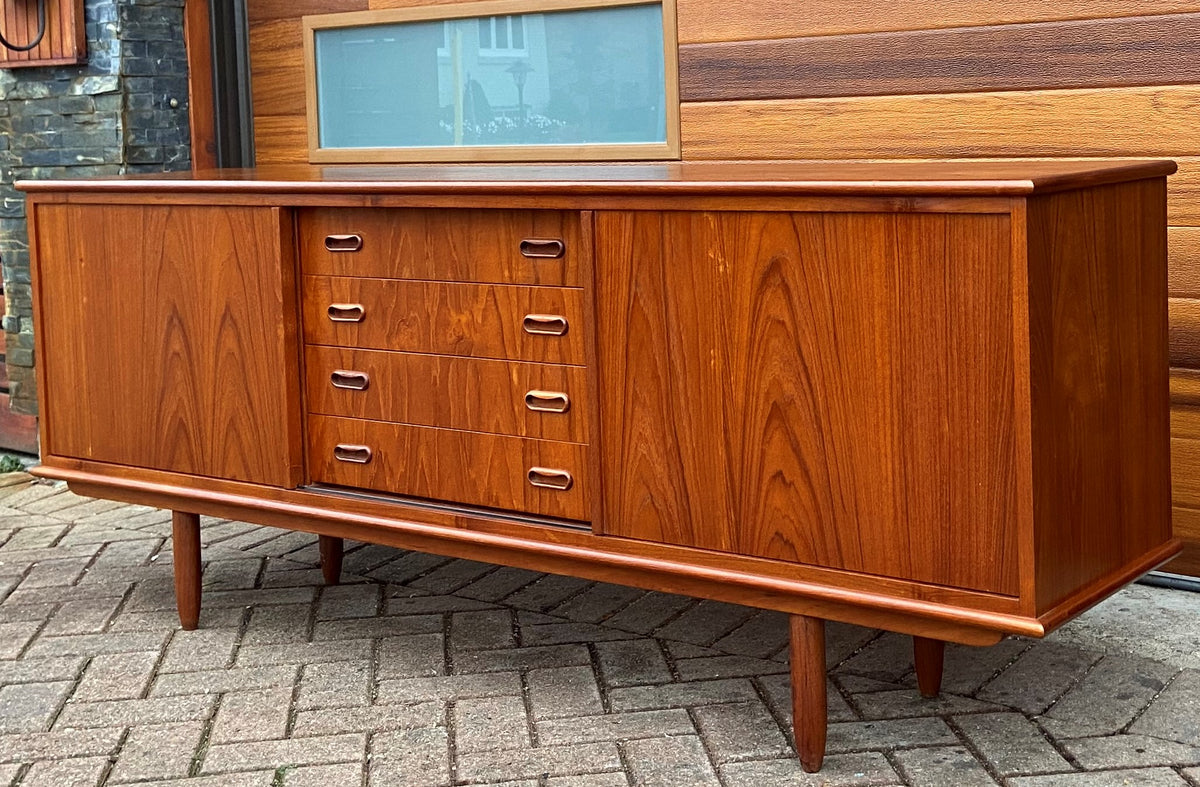 REFINISHED Mid Century Modern Teak Sideboard Credenza Narrow 6 ft