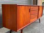 REFINISHED Danish MCM Teak sideboard Credenza TV Console 6 ft, narrow, PERFECT 3