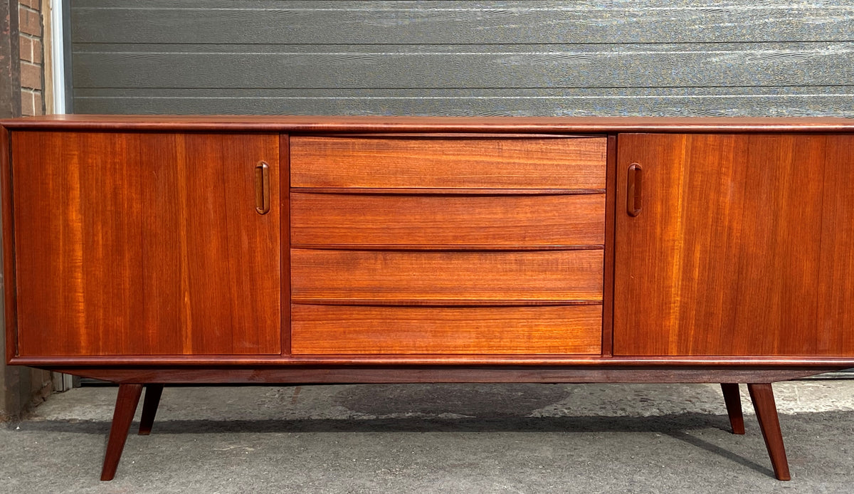REFINISHED Danish MCM Teak sideboard Credenza TV Console 6 ft, narrow, PERFECT