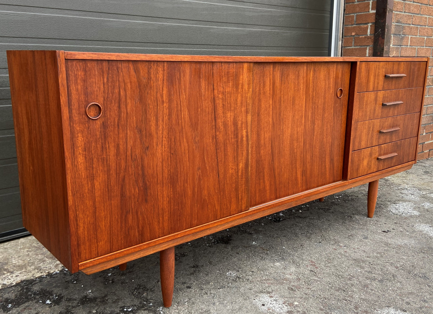 REFINISHED Mid Century Modern Teak Sideboard Narrow 71"