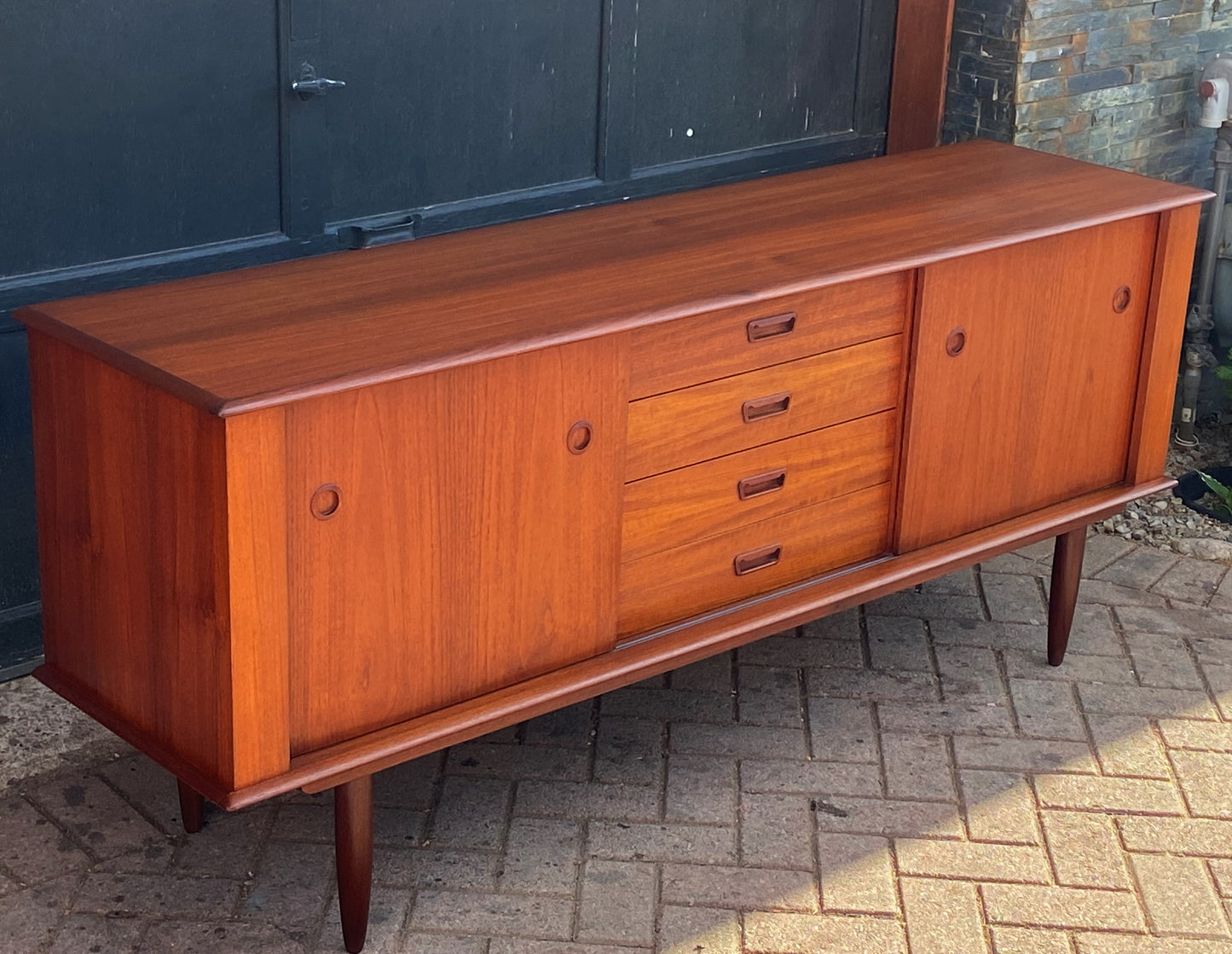 REFINISHED Mid Century Modern Teak Sideboard by Punch Design 6ft