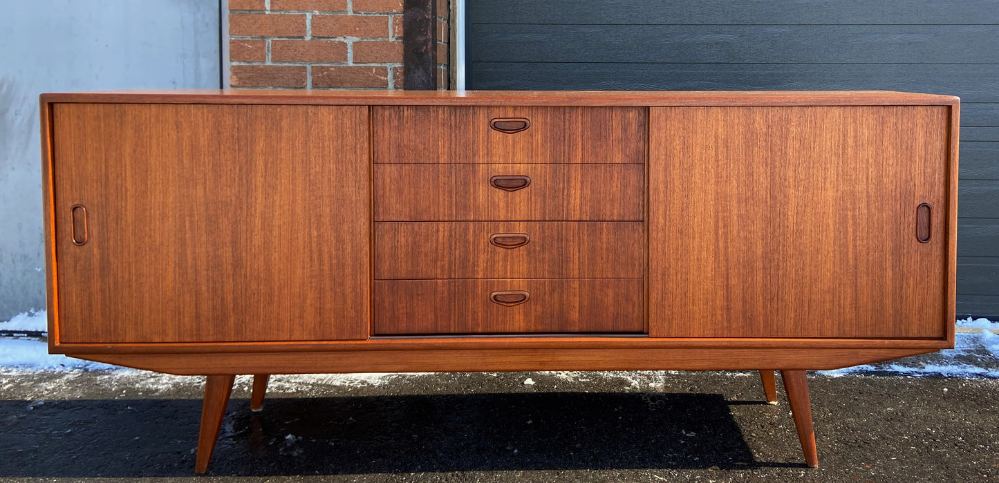 REFINISHED Danish Mid Century Modern Teak Sideboard, 71.75" Narrow, Perfect