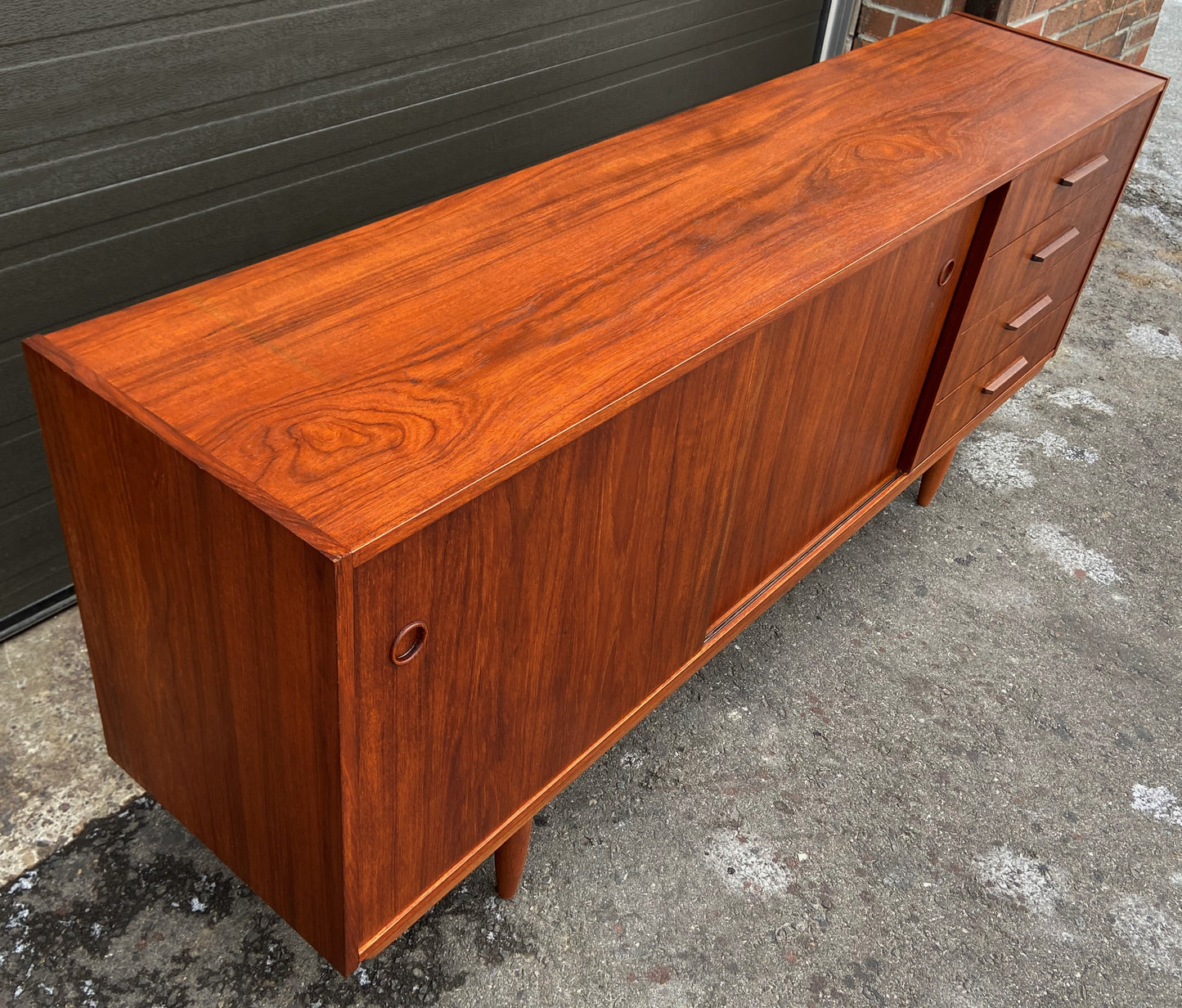 REFINISHED Mid Century Modern Teak Sideboard Narrow 71"