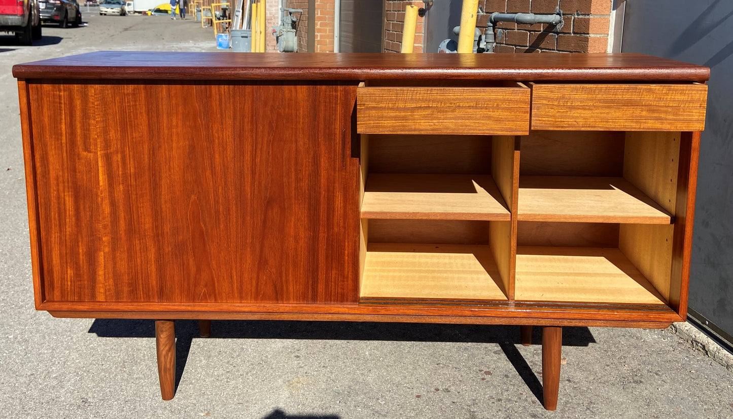 REFINISHED Danish Mid Century Modern Teak High Sideboard 62"