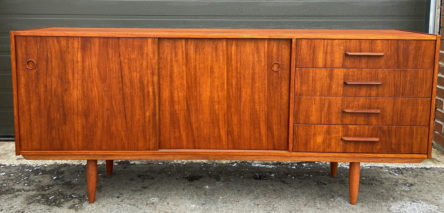 REFINISHED Mid Century Modern Teak Sideboard Narrow 71"