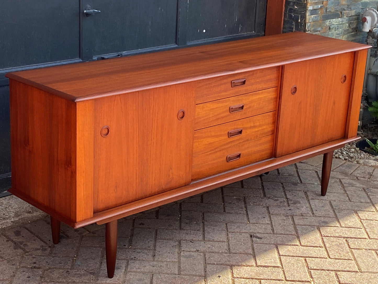 REFINISHED Mid Century Modern Teak Sideboard by Punch Design 6ft