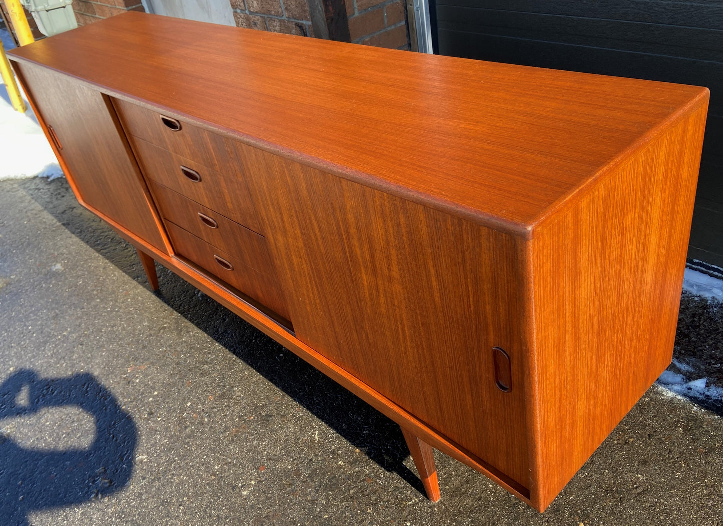 REFINISHED Danish Mid Century Modern Teak Sideboard, 71.75" Narrow, Perfect