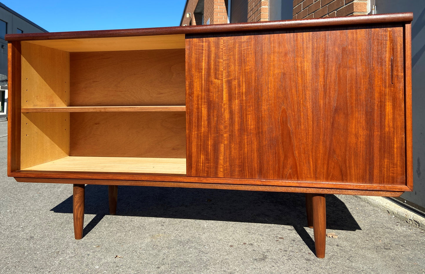 REFINISHED Danish Mid Century Modern Teak High Sideboard 62"