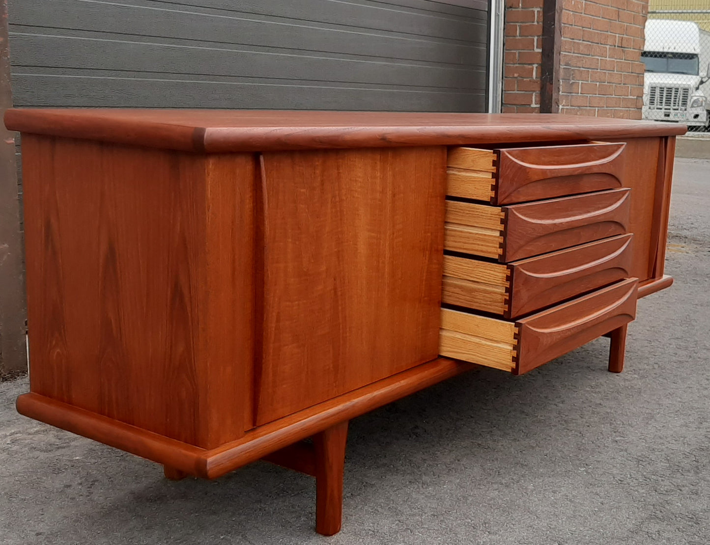 REFINISHED Danish MCM Teak Sideboard Credenza TV Console 78"