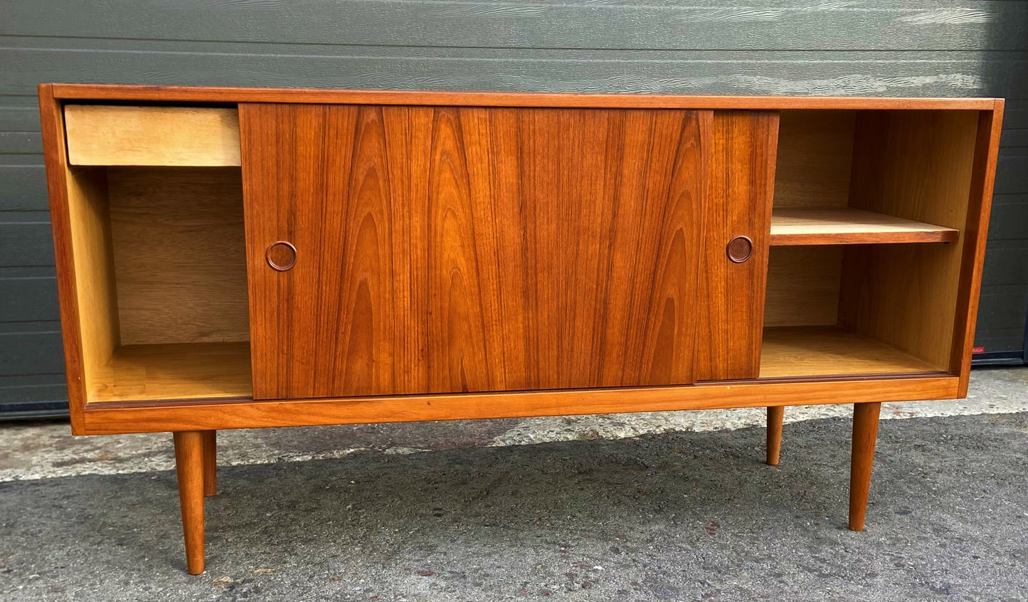 REFINISHED Danish Mid Century Modern Teak Sideboard 57"