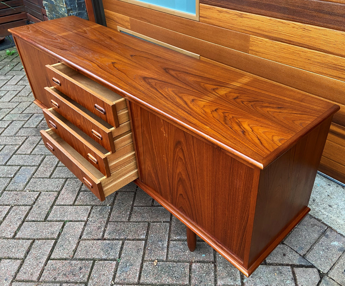 REFINISHED Mid Century Modern Teak Sideboard Credenza Narrow 6 ft