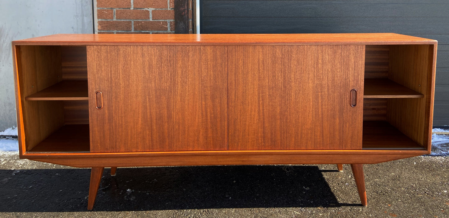 REFINISHED Danish Mid Century Modern Teak Sideboard, 71.75" Narrow, Perfect